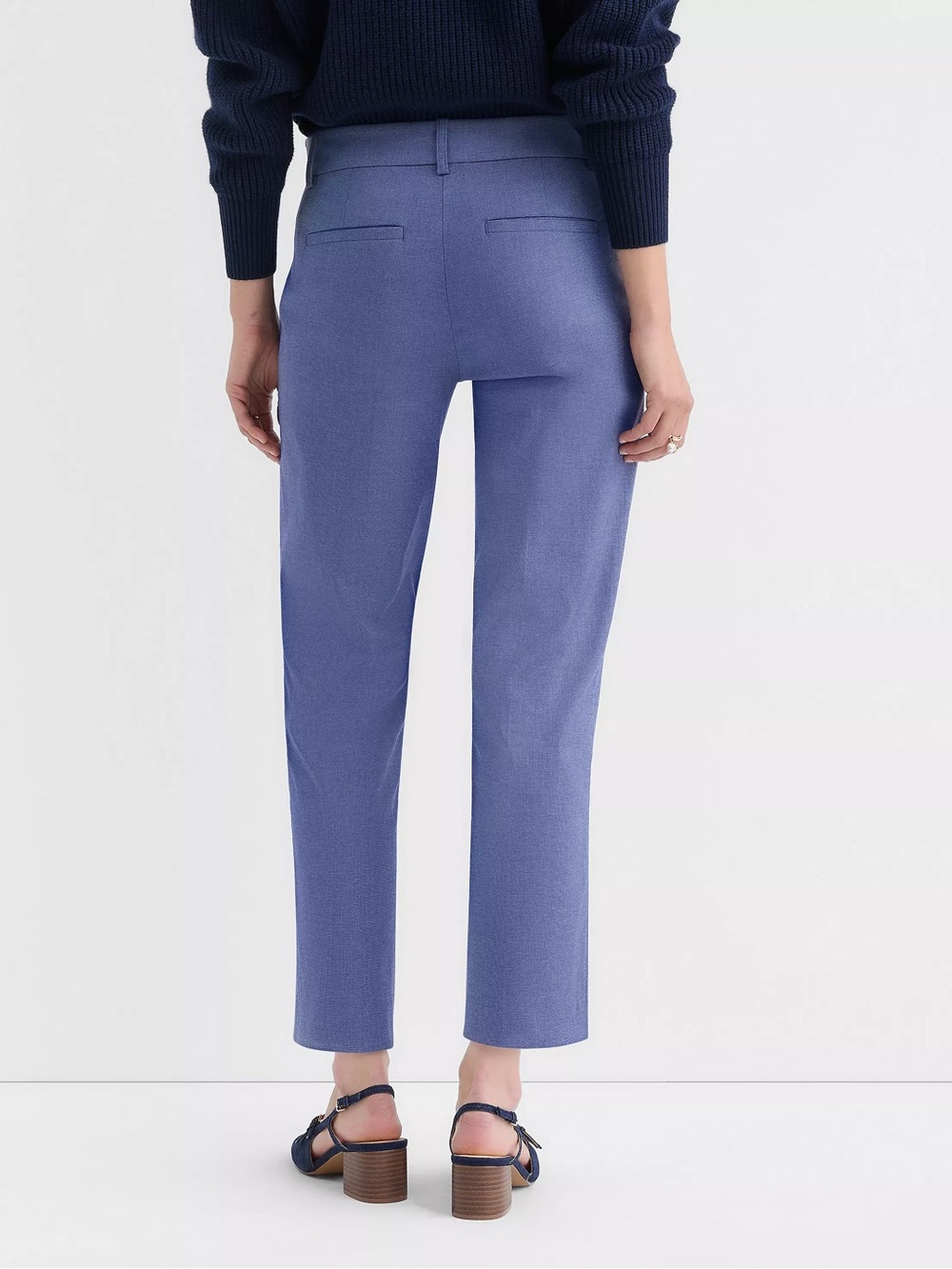 LOFT Riviera Slim Ankle Pants in Texture Blue Multi (8) - Picture 2 of 13